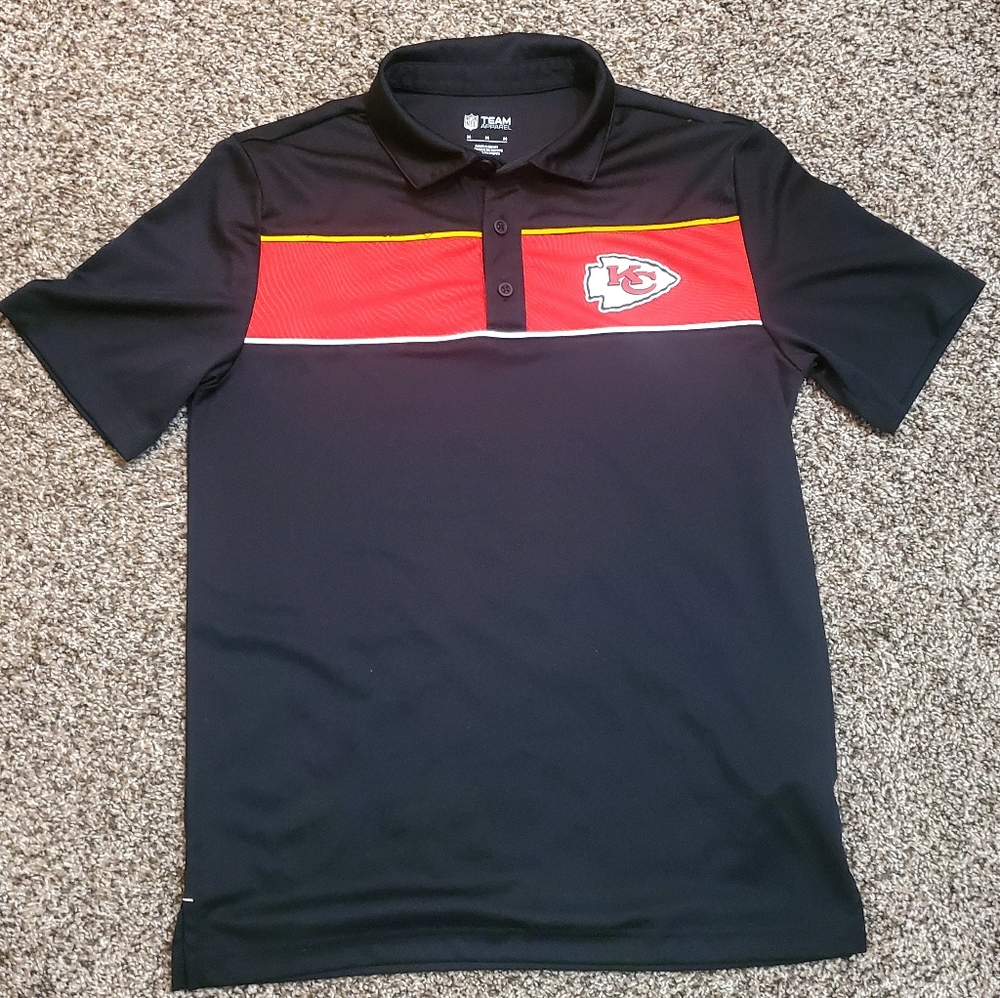 NFL KC Black and Red Polo Shirt Size Medium
